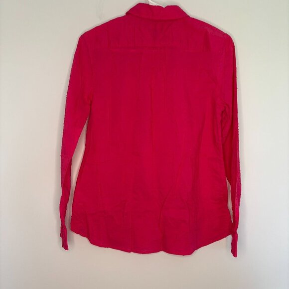 TALBOTS Petite Medium Button Up Collared Long Sleeve Blouse Embroidered - Picture 4 of 4
